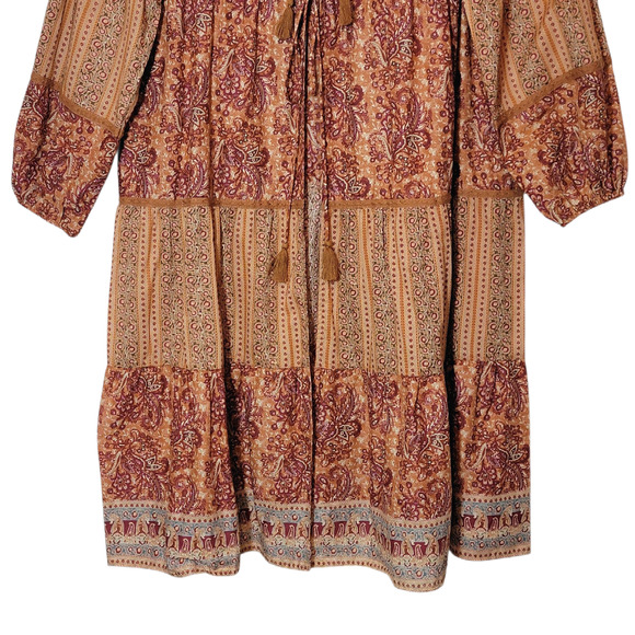 Chelsea & Violet Floral Paisley Open Front Duster Dress Orange Red Boho L/XL - Picture 7 of 16